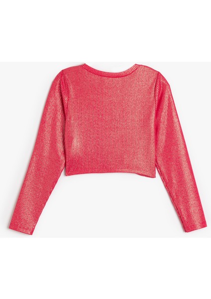 Parlak Tişört Kalp Pencere Detaylı Uzun Kollu fiyatları