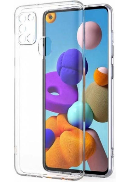 Samsung Galaxy A21S Uyumlu Şeffaf Silikon Kılıf - Kamera Korumalı Esnek Tam Koruma Kapak