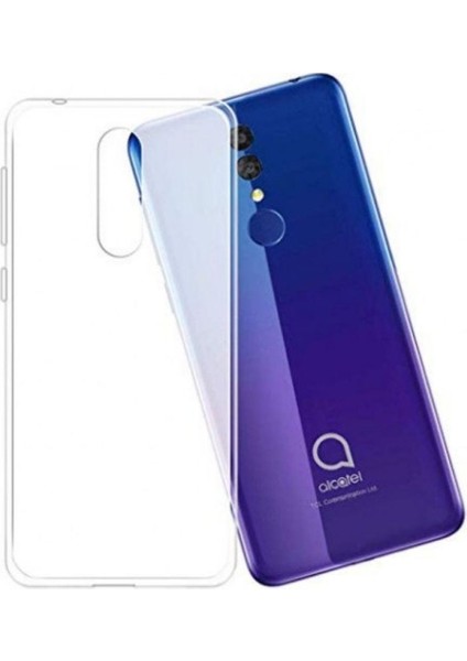 Alcatel 3V Uyumlu Şeffaf Silikon Kılıf - Kamera Korumalı Esnek Tam Koruma Kapak