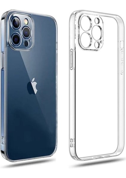 Apple iPhone 15 Pro Max Uyumlu Şeffaf Silikon Kılıf - Kamera Korumalı Esnek Tam Koruma Kapak