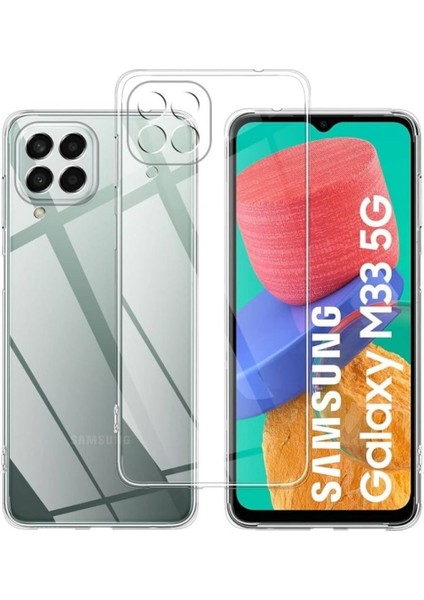 Samsung Galaxy M33 Uyumlu Şeffaf Silikon Kılıf - Kamera Korumalı Esnek Tam Koruma Kapak