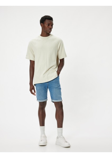 Oversize Kot Şort Bermuda Cep Detaylı Pamuklu