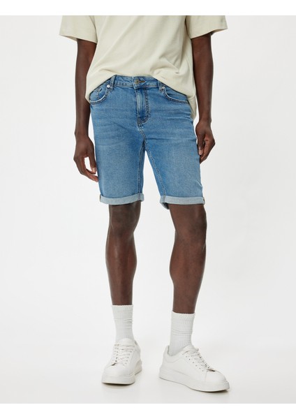 Oversize Kot Şort Bermuda Cep Detaylı Pamuklu