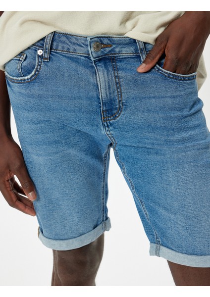 Oversize Kot Şort Bermuda Cep Detaylı Pamuklu