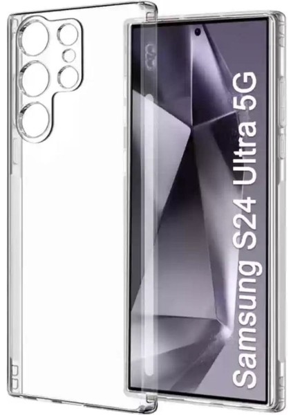 Samsung Galaxy S24 Ultra Uyumlu Şeffaf Silikon Kılıf - Kamera Korumalı Esnek Tam Koruma Kapak