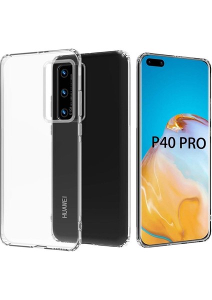 Huawei P40 Pro Uyumlu Şeffaf Silikon Kılıf - Kamera Korumalı Esnek Tam Koruma Kapak