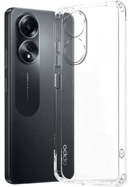 Oppo A18 Uyumlu Şeffaf Silikon Kılıf - Kamera Korumalı Esnek Tam Koruma Kapak