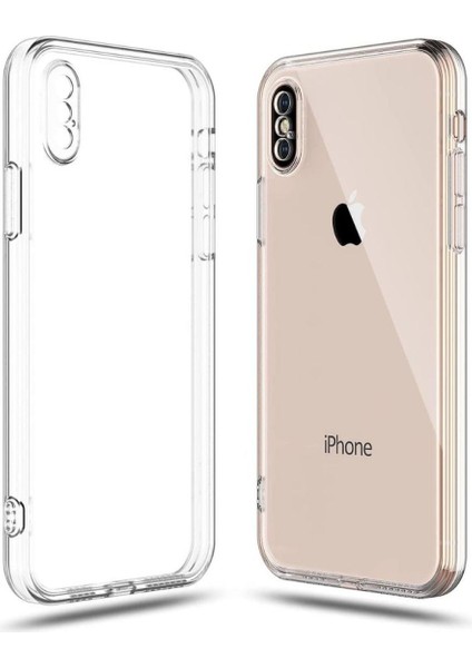 Apple iPhone XS Uyumlu Şeffaf Silikon Kılıf - Kamera Korumalı Esnek Tam Koruma Kapak