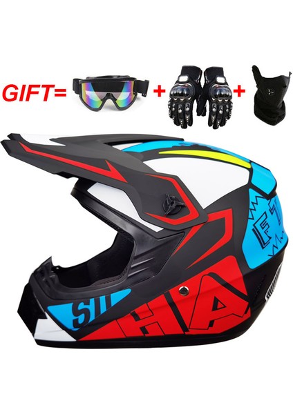 Unisex Yetişkin Motosiklet Kaskı Off-Road Kask Seti (Yurt Dışından)