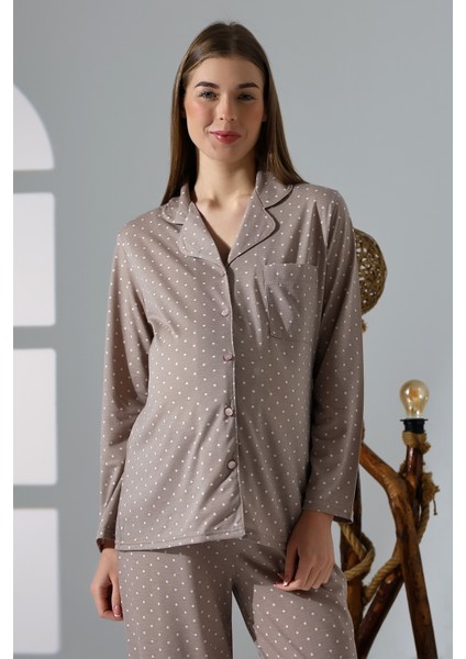 Penye Önden Düğmeli Hamile Lohusa Uzun Kol Pijama Takımı fiyatları
