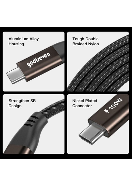 Type C To Type C 100WATT Android Huawei Xiaomi Iphone Hızlı Şarj Data Kablosu Siyah 2 Metre modelleri