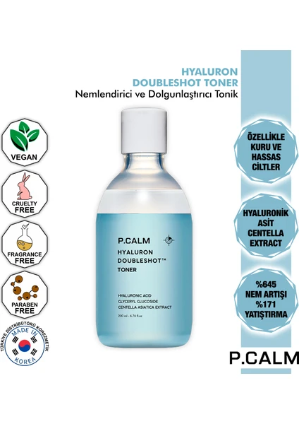 P.calm Hyaluron Doubleshot Toner / Hyaluronık Asit Tonik (200ML)