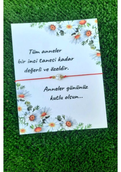 10 Adet Anneler Günü Hediye Bileklik- Papatya Kartlı - Parlak Kuşe Kartlı - Tek Tek Jelatinli -