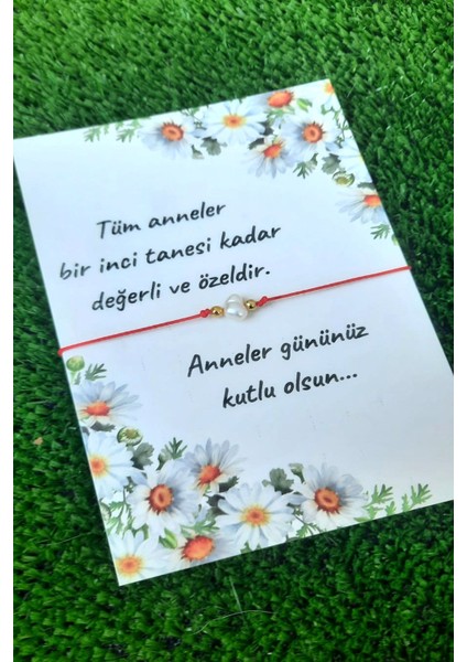 10 Adet Anneler Günü Hediye Bileklik- Papatya Kartlı - Parlak Kuşe Kartlı - Tek Tek Jelatinli -