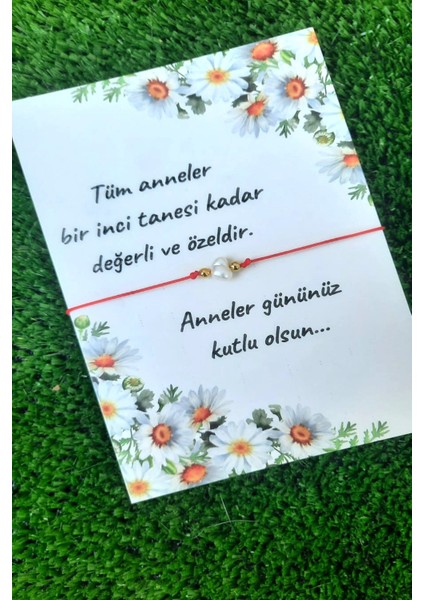 10 Adet Anneler Günü Hediye Bileklik- Papatya Kartlı - Parlak Kuşe Kartlı - Tek Tek Jelatinli -