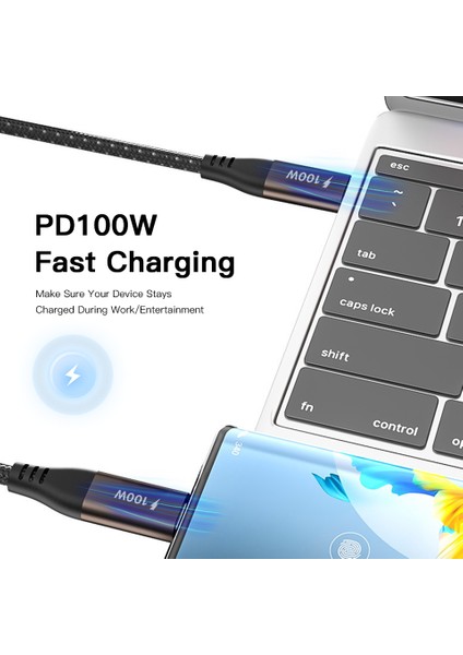 Type C To Type C 100WATT Android Huawei Xiaomi Iphone Hızlı Şarj Data Kablosu Siyah 2 Metre indirimleri