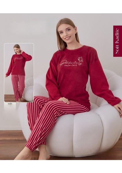 Kadın Kışlık Bisiklet Yaka Soft Kadife Pijama Takımı 07021 - 1 Adet fiyatları
