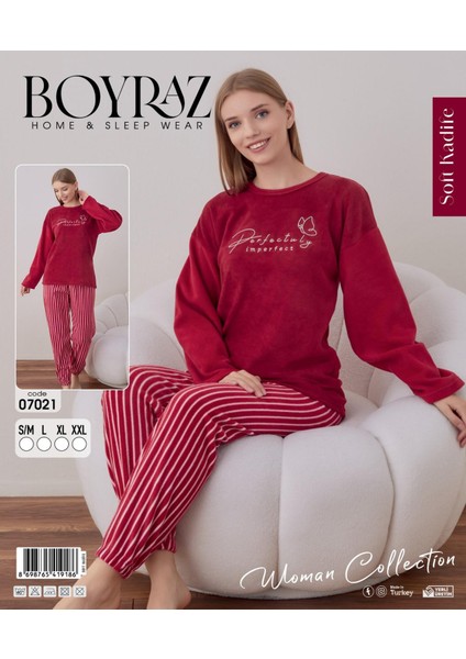 Kadın Kışlık Bisiklet Yaka Soft Kadife Pijama Takımı 07021 - 1 Adet modelleri