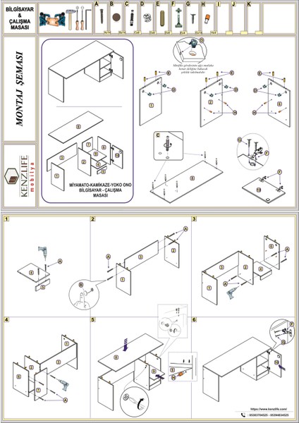 Kenzlife  Ofis Masası Yoko Ono Crd Sol 75*170*80 Raflı Dolap Eşkenar Bilgisayar Çalışma Masası