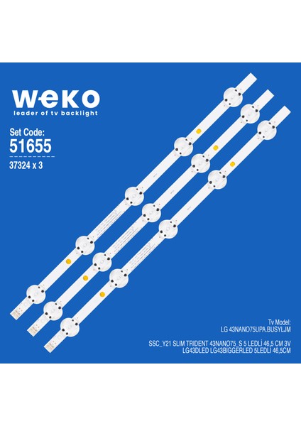 WKSET-6655 37324X3 SSC_Y21 Slım Trıdent 43NANO75_S  3 Adet LED Bar