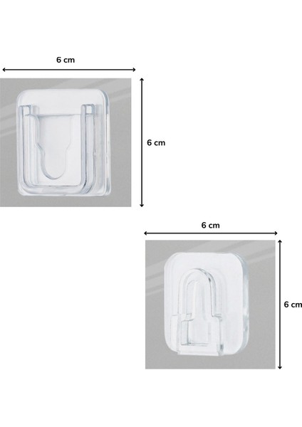 Eşya Sabitleme Askısı 10 Çift Şeffaf Çift Taraflı Yapışkanlı Geçmeli Klip - CPB6299-6468