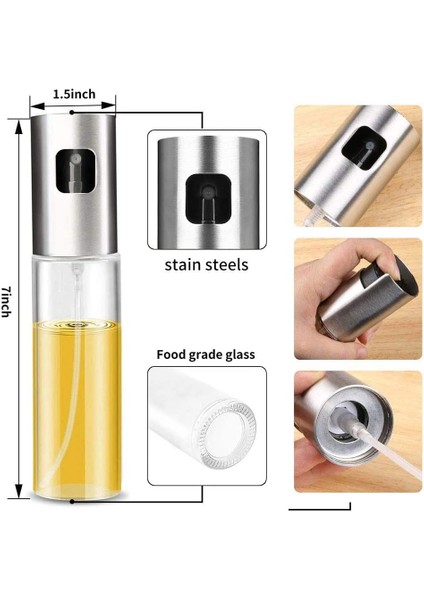 Sprey Cam Şişe Zeytinyağı, Sirke Yağ Püskürtücü Yağdanlık 100 ml (4767)