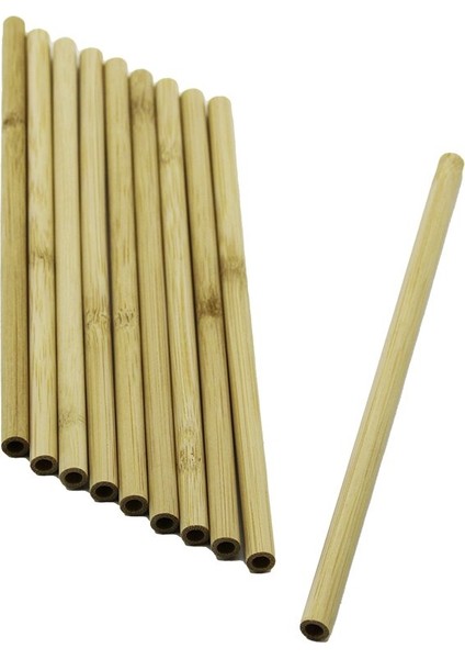 10 Pcs Ahşap Bambu Pipet (4767)