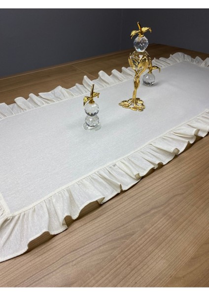 Tekno Trust Pamuklu Ham Keten Fırfırlı Runner 40 x 140 cm
