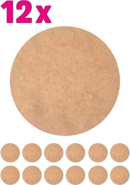 Supla Levha 12 Adet 3 mm Ham Mdf 20 cm Yuvarlak Servis Altı Supla