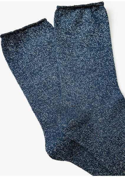 Soket Çorap Metalik Dokulu Simli modelleri