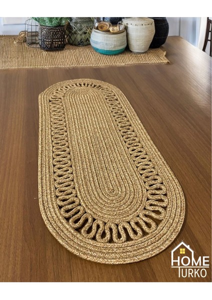 Jüt, Hasır, Dekoratif Masa Örtüsü, Runner 30X70CM, Amerikan Servis, Sehpa Örtüsü, Bohem Tarzı