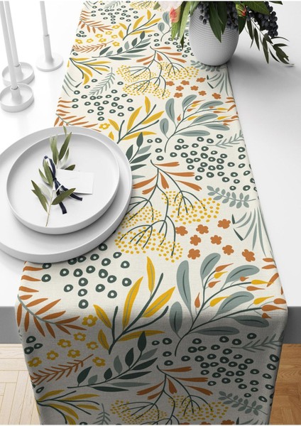 Runner aquafloral Desenli Süet Dokuma 140*40 cm