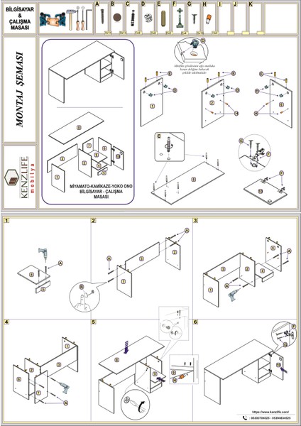Kenzlife ofis masası miyamoto byz sağ 75*130*80 raflı dolap bilgisayar çalışma masası