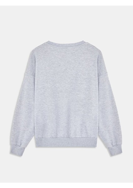 Sloganlı Relaxed Fit Gri Sweatshırt