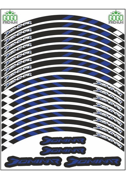 Bajaj Mavi Dominar Uyumlu Baskı 1 Set Jant Şeridi