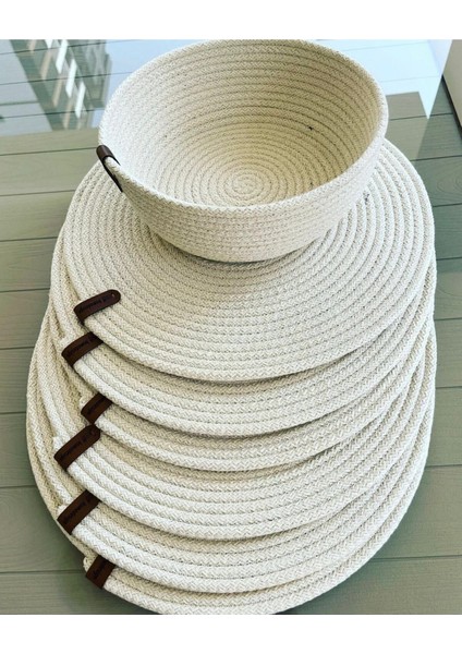 Hasır Supla ve Sepet Seti, 6lı Amerikan Servis ve Ekmek Sepeti