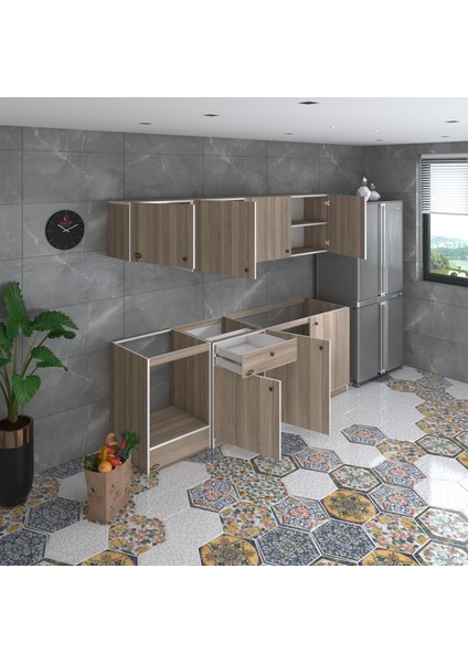 Kenzlife hazır mutfak seti nayakan crd 240 cm genişlik üst tezgahsız ankastre fırın modüllü modelleri