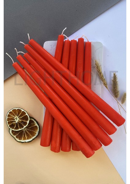 Inci Model 10 Lu Özel Tasarım Kırmızı Renkli Şamdan Konik Mumu Hediyelik Şamdan Mum