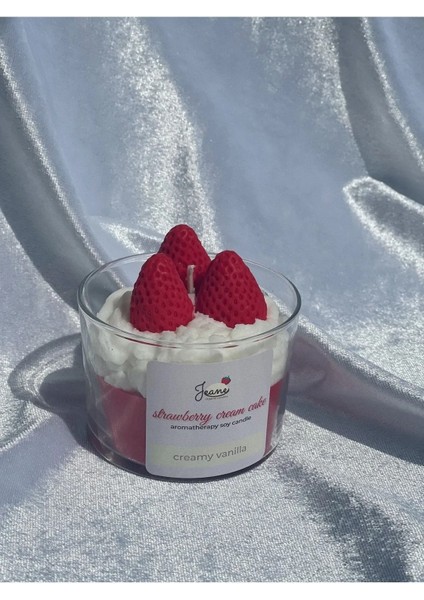 Strawberry Kırmızı Vanilya Kokulu Hediyelik Aromaterapi Mum Sevgiliye Tütsü Arınma Akış