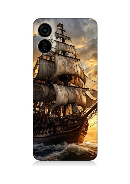 Tecno Spark 9 Pro Uyumlu Yelkenli Gemi Desenli Silikon Kılıf