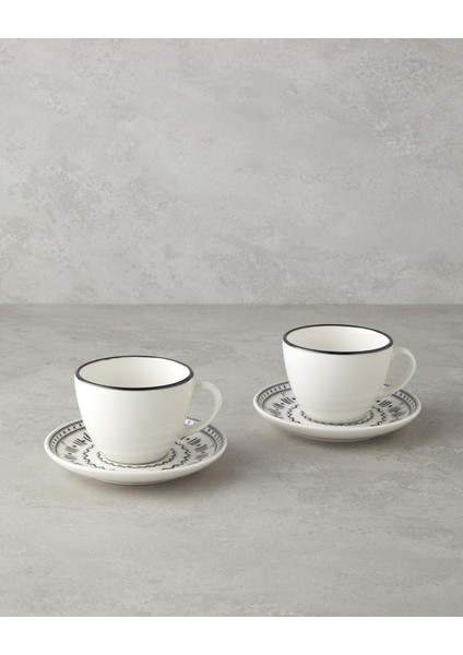 Deco Bone Porselen 4 Parça 2 Kişilik Fincan Takımı 220 ml Siyah