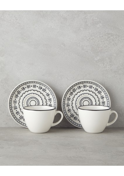 Deco Bone Porselen 4 Parça 2 Kişilik Fincan Takımı 220 ml Siyah fiyatları