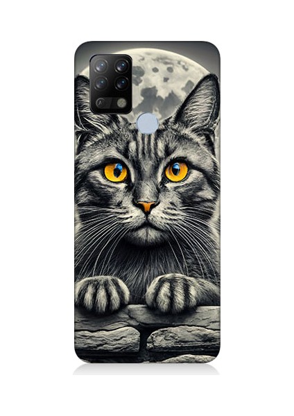 Tecno Pova Uyumlu Kedi Portresi Desenli Silikon Kılıf