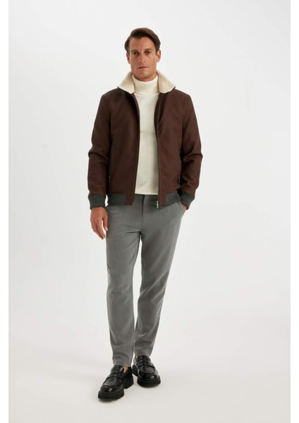 Su İtici Slim Fit Dar Kesim Suni Kürklü Yaka Astarlı Fermuarlı Ribanalı Cepli Suni Deri Mont C5633AX24WN fiyatları