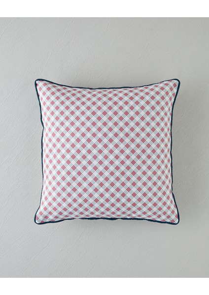 Righe Kırlent Kılıfı 45X45 cm Kırmızı - Beyaz