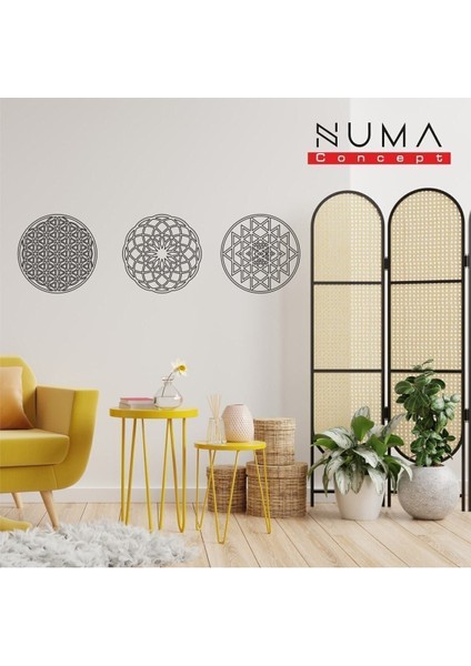 Tekno Trust Yaşam Çiçeği Sri Yantra 3'lü Mdf Duvar Dekorasyon Lazer Kesim Her Biri 30X30 cm fiyatları