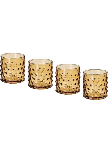 Hutlös 4 Lü Set 6 cm Koyu Sarı Cam Tealight Mumluk Şamdan