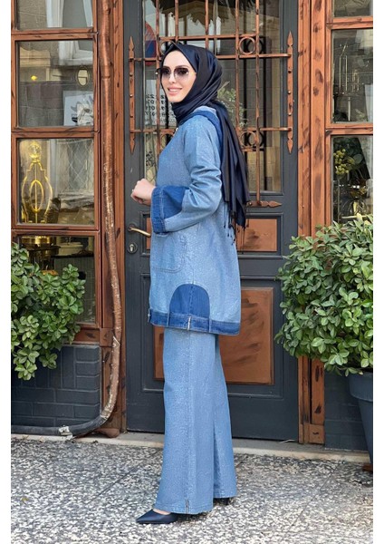 Kapşonlu Denim Kap 45MK11352 Denim fiyatları