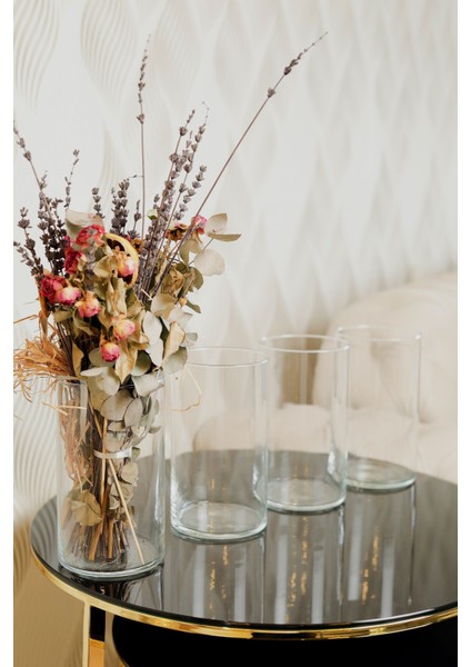 Tekno Trust 4'lü Cam Vazo Seti - 20X10 cm Modern ve Şık Dekoratif Vazo Seti