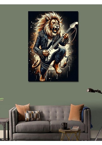 Kanvas Tablo Gitar Çalan Aslan